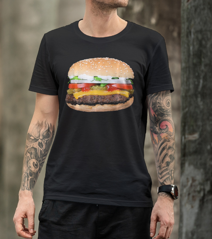 Hamburger Cheeseburger Classic Juicy Sandwich With Cheese And Vegetables T-Shirt