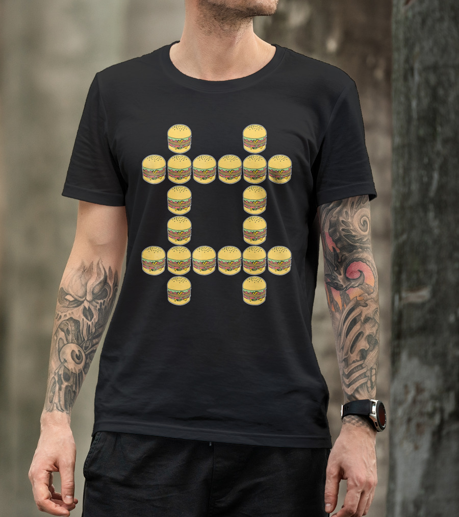 Hashtag Hamburger Funny Cheese Pattern Burger T-Shirt