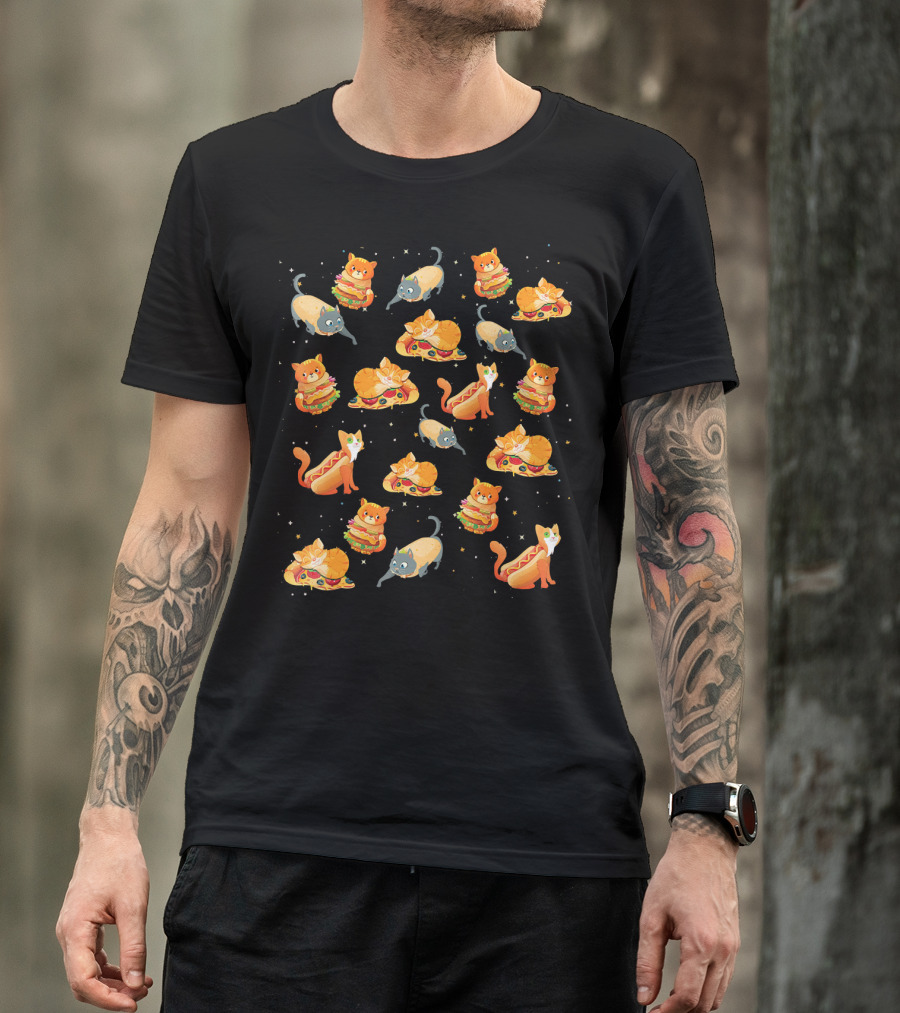 Crazy Space Cat Food Pizza Taco Hot Dog Delight T-Shirt