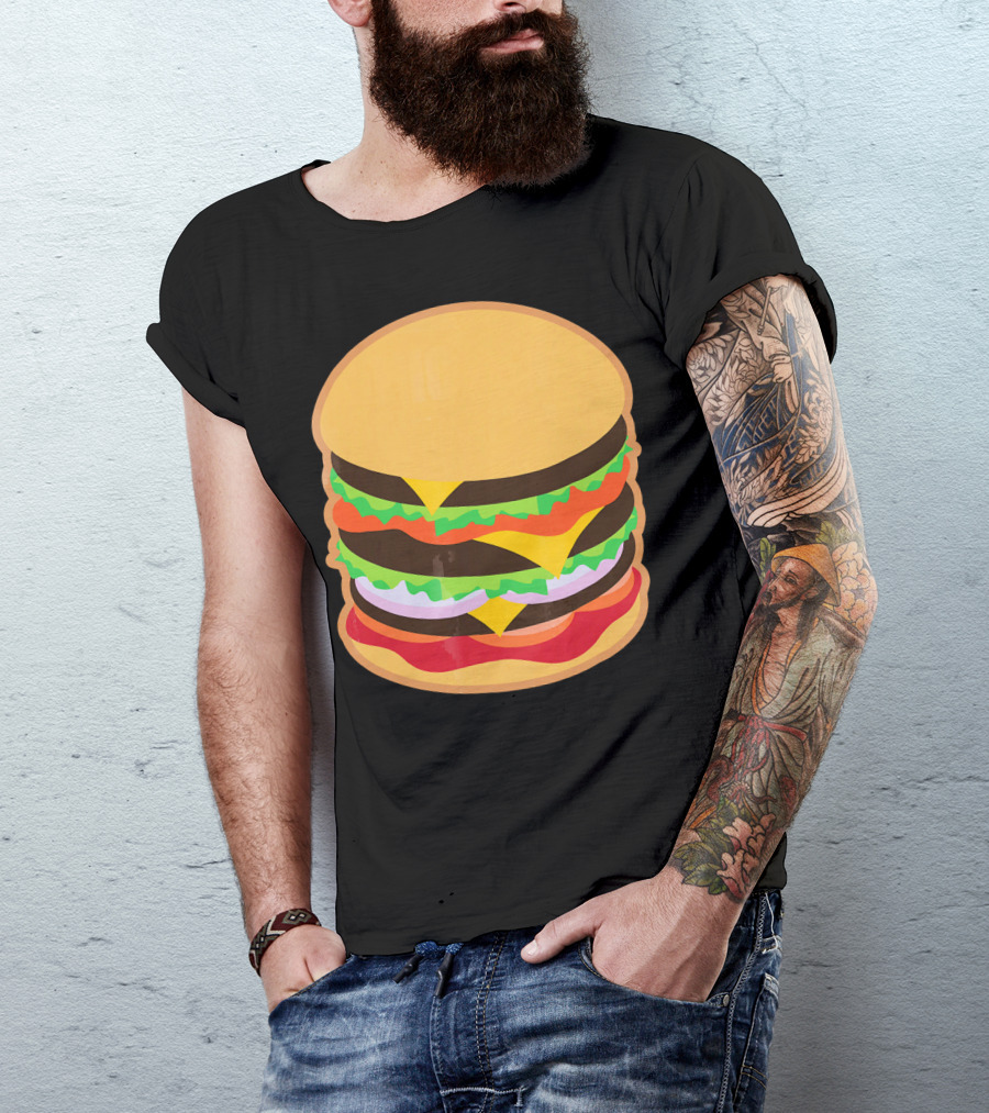 Funny Hamburger Barbecue BBQ Griller Double Cheeseburger T-Shirt
