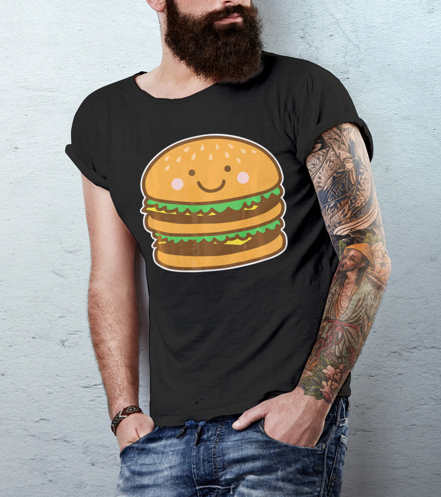 Funny Cute Burger Smiley Face Halloween Costume T-Shirt
