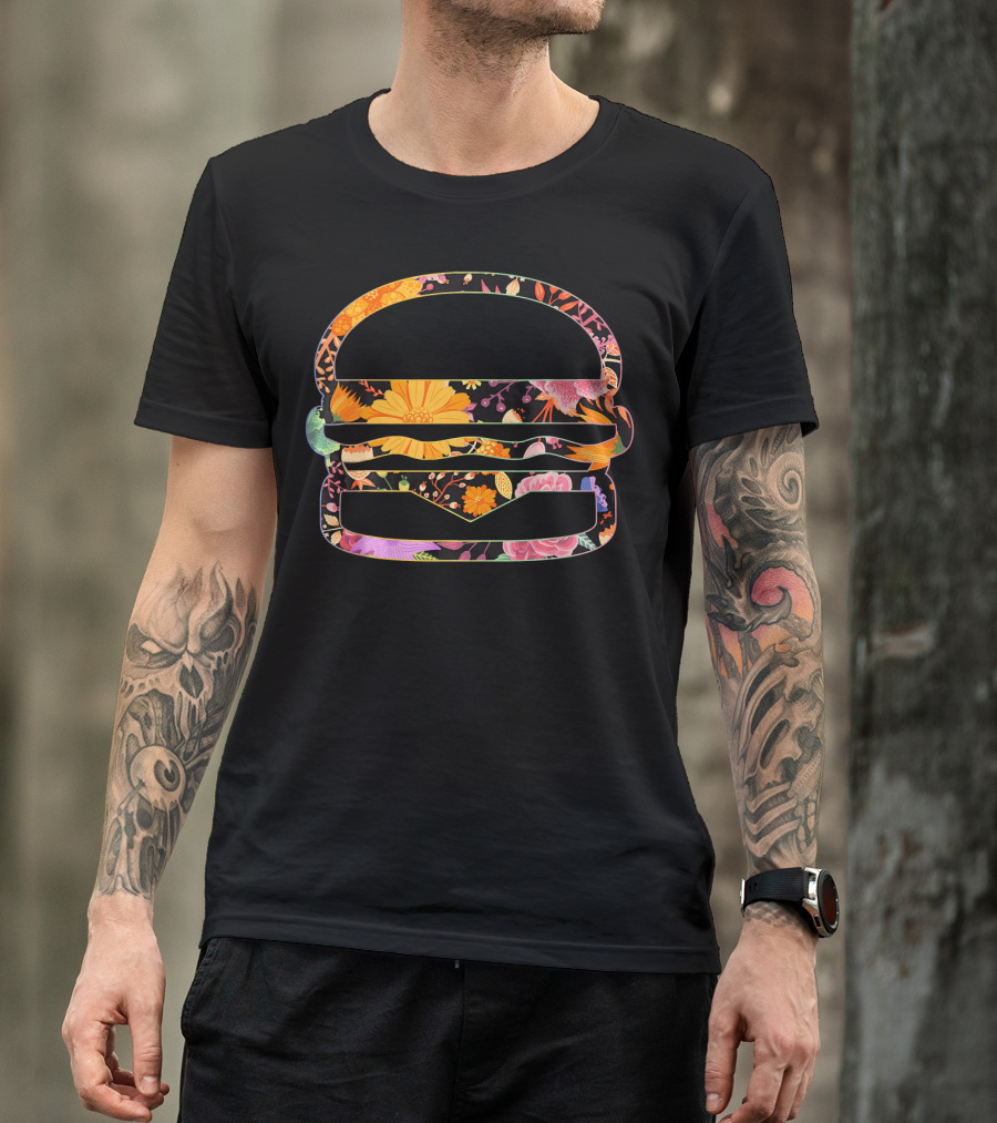 Floral Flower Vintage Retro Hamburger T-Shirt