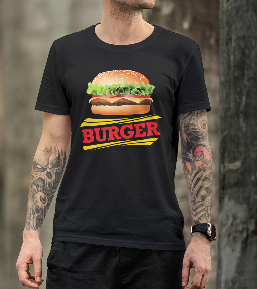 BURGER Cheeseburger Lettuce Meat Tomato Cheese Bun T-Shirt