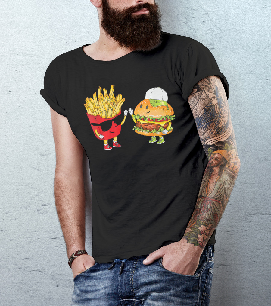 Hamburger Fries High Five Cool Fun Combo T-Shirt