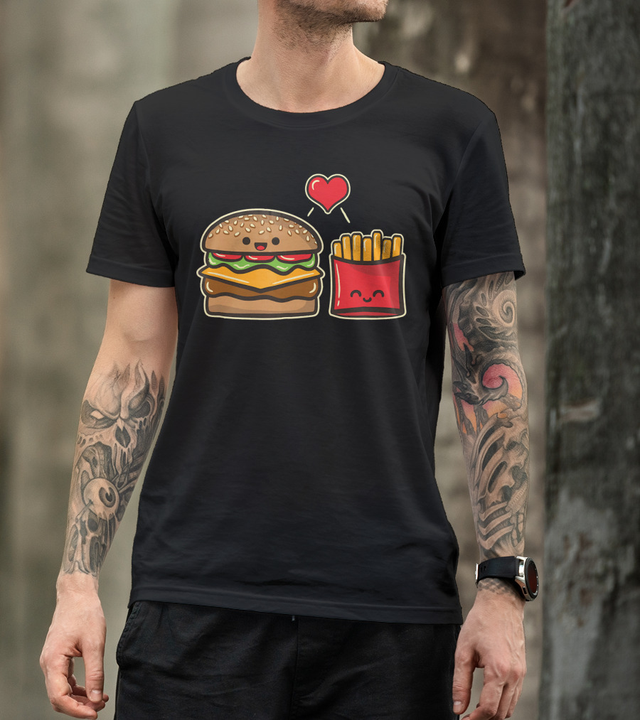 Burger And Fries Love Food T-Shirt
