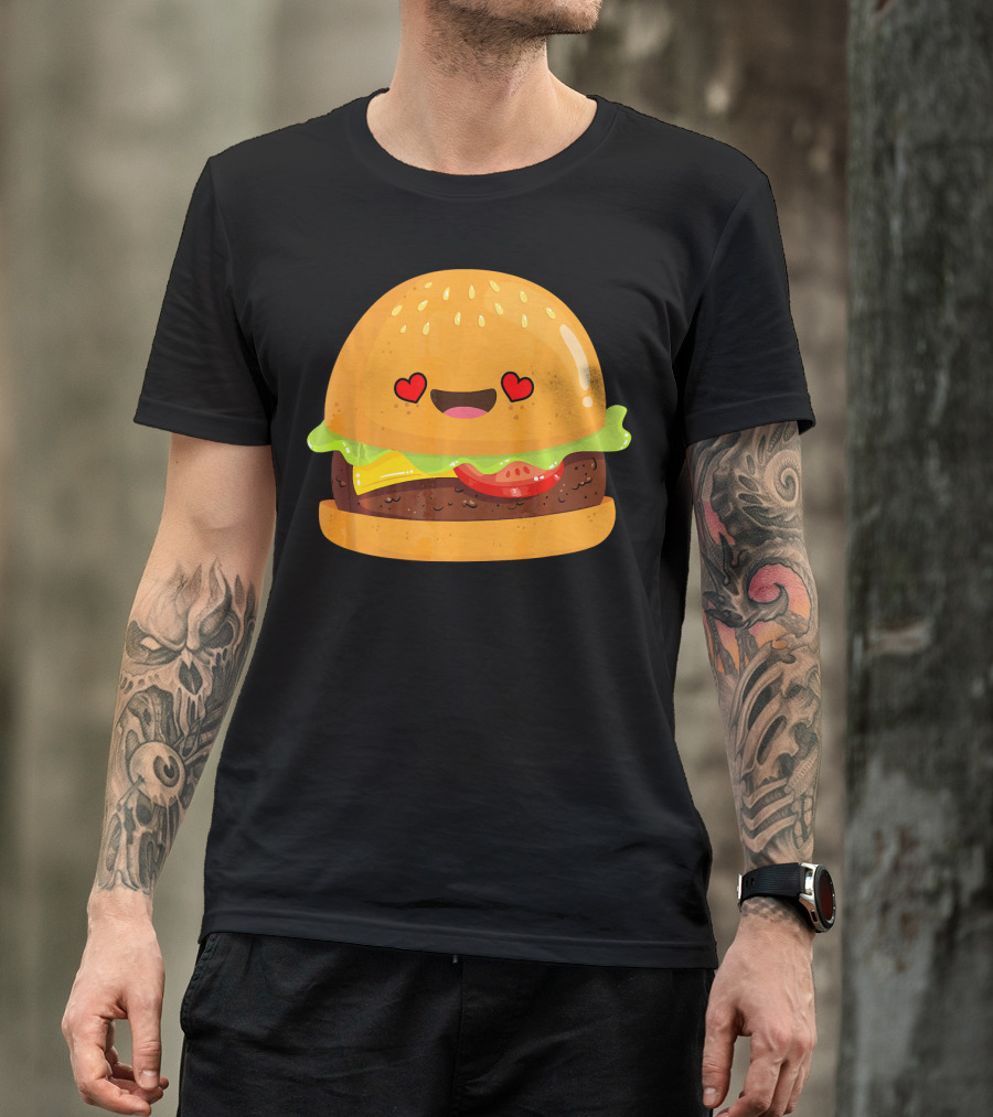 Cheeseburger Love Heart Eyes Emoji Cheese T-Shirt