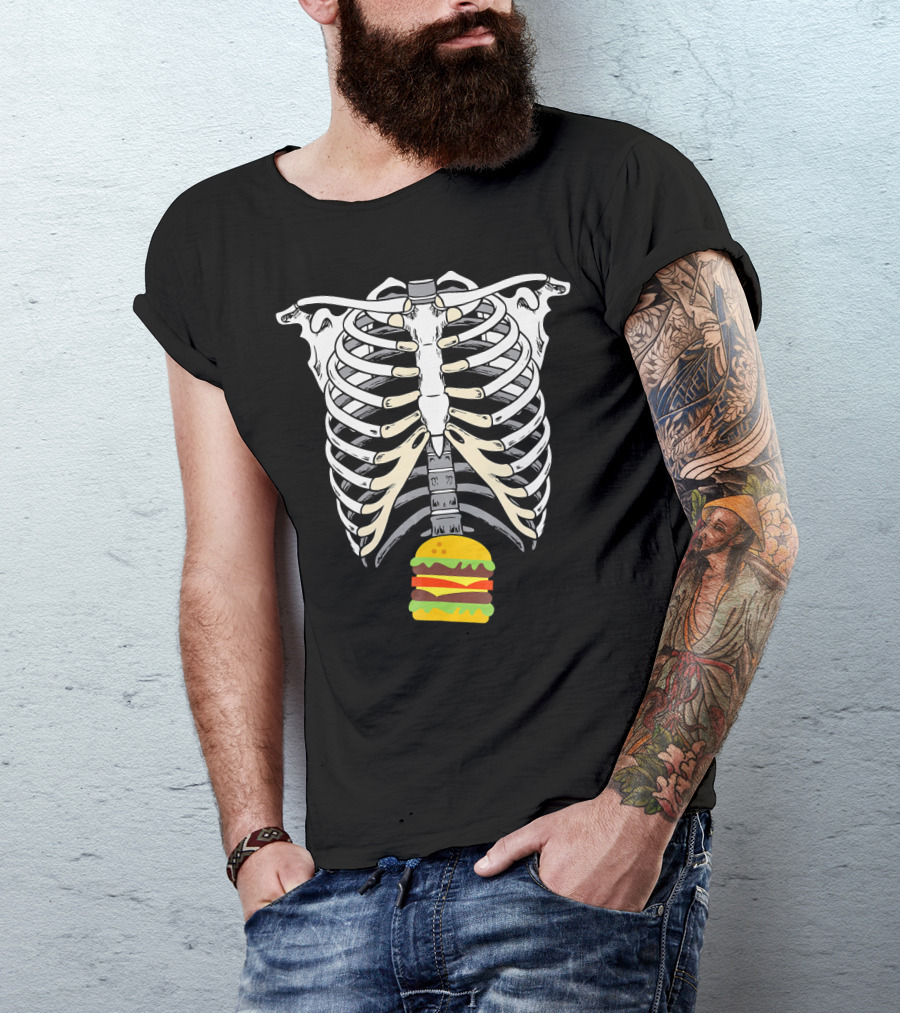 Skeleton X Ray Hamburger Ribcage T-Shirt