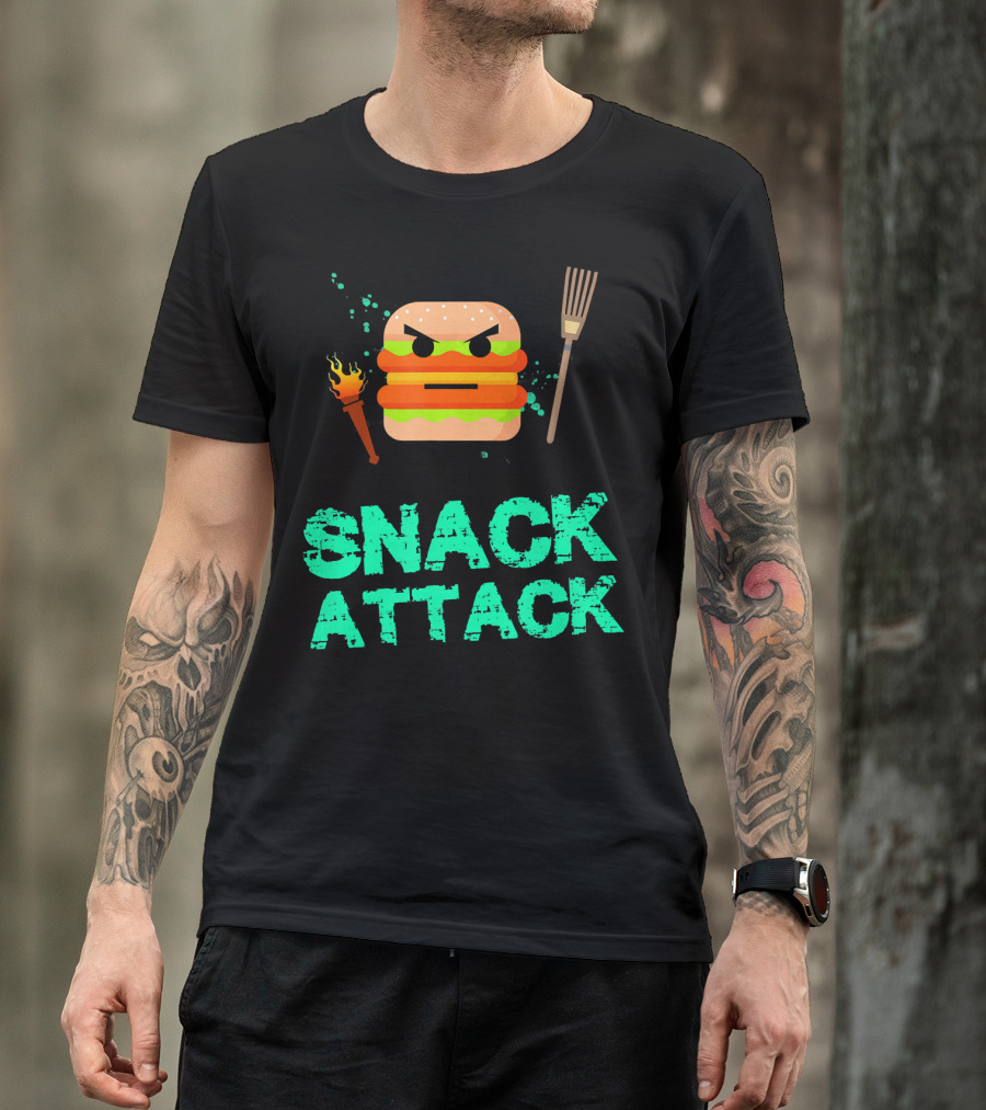 Snack Attack Burger Funny Food Snacks T-Shirt