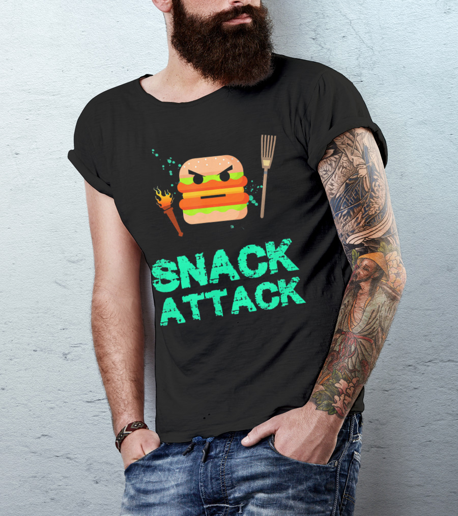 Snack Attack Burger Funny Food Snacks T-Shirt