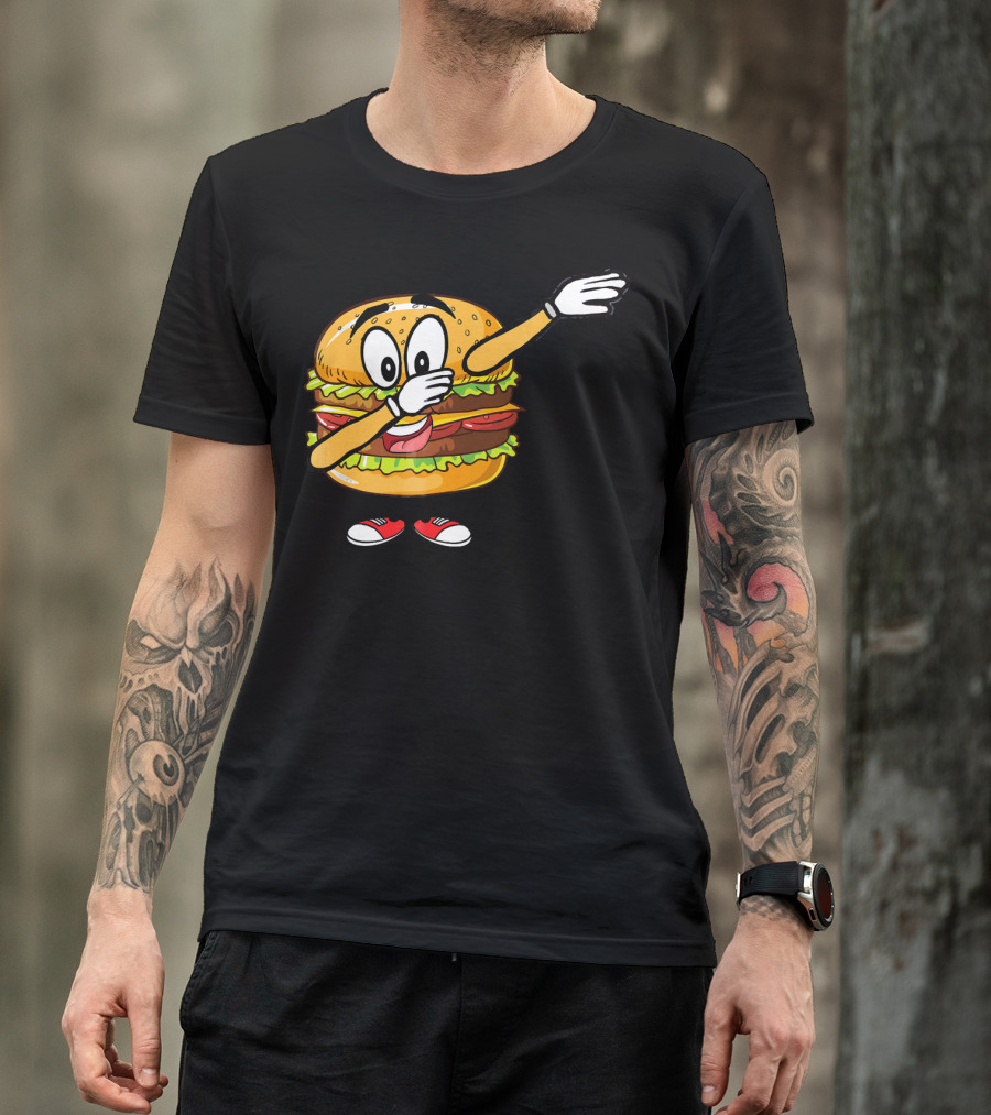 Dabbing Cheeseburger Funny Hamburger Comic Pose T-Shirt