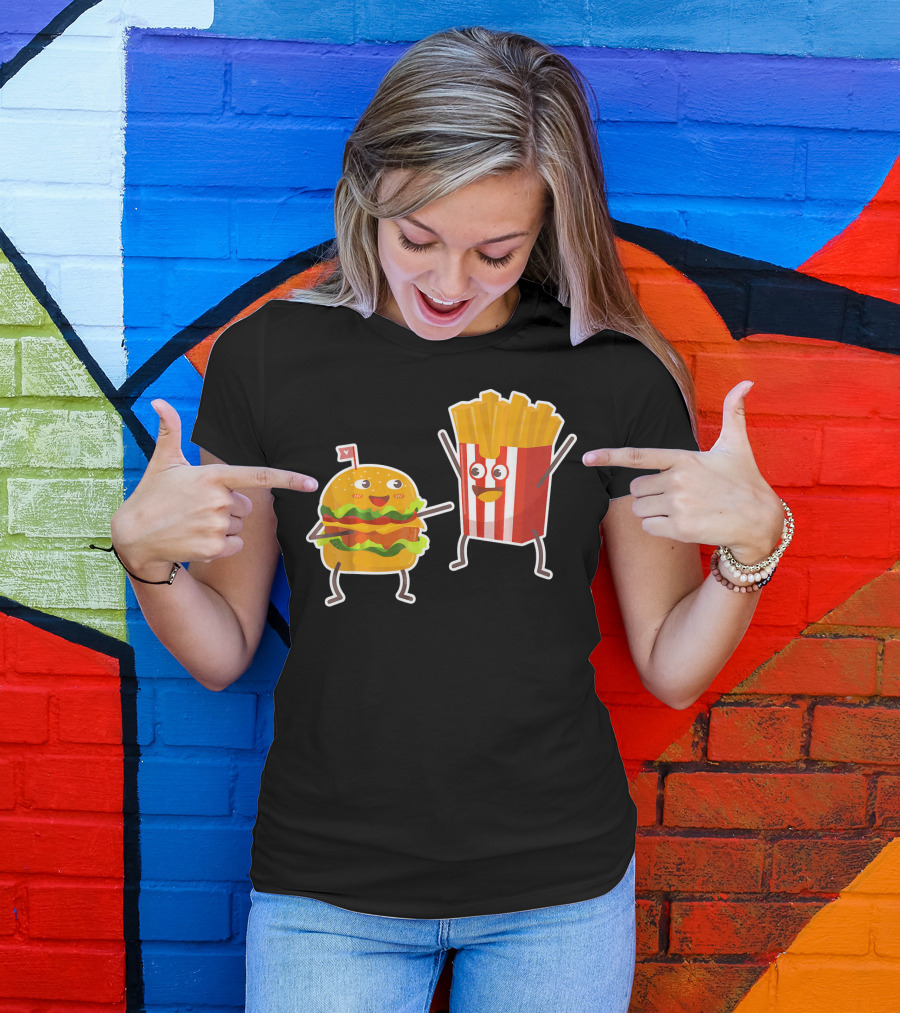 Hamburger And French Fries Happy Dance Duo T-Shirt