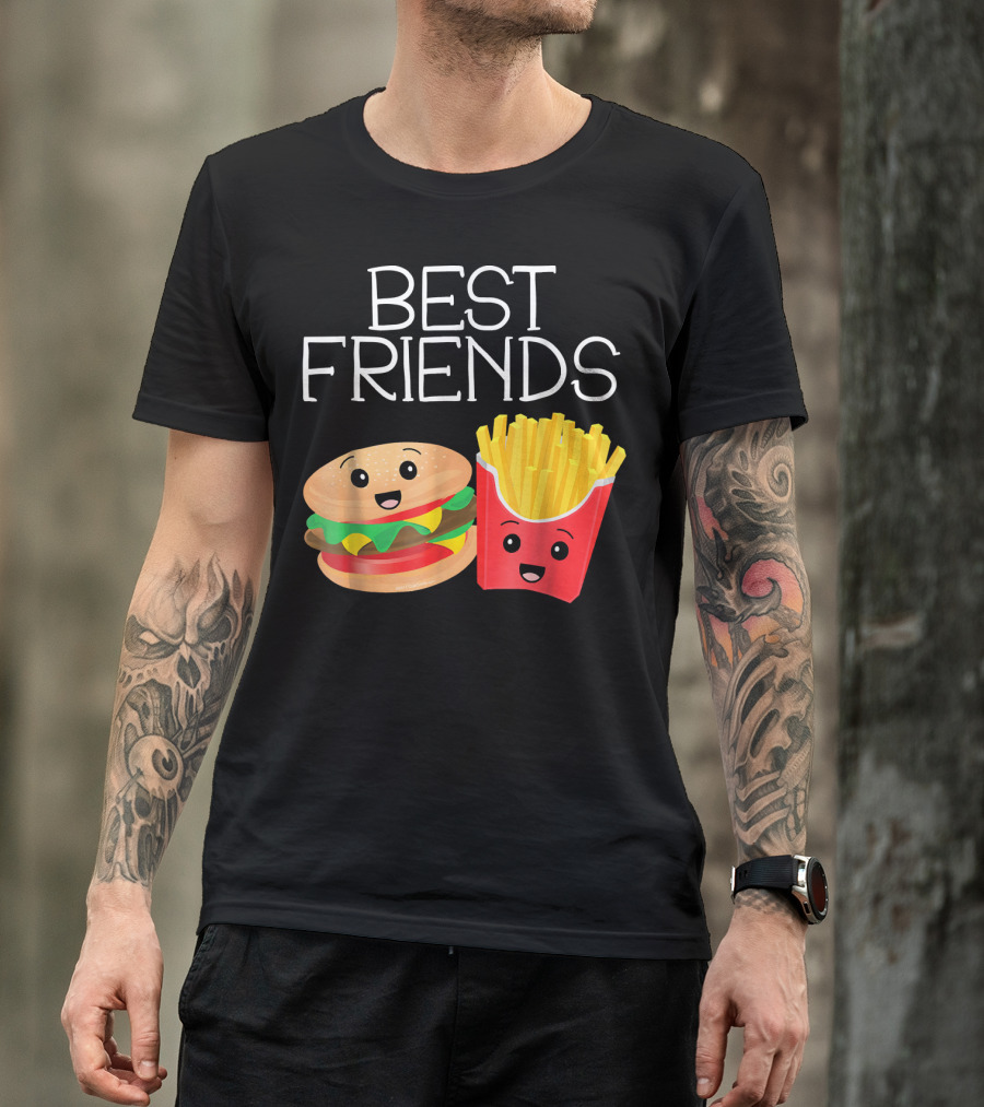 Best Friends Burger And French Fries Happy Faces T-Shirt