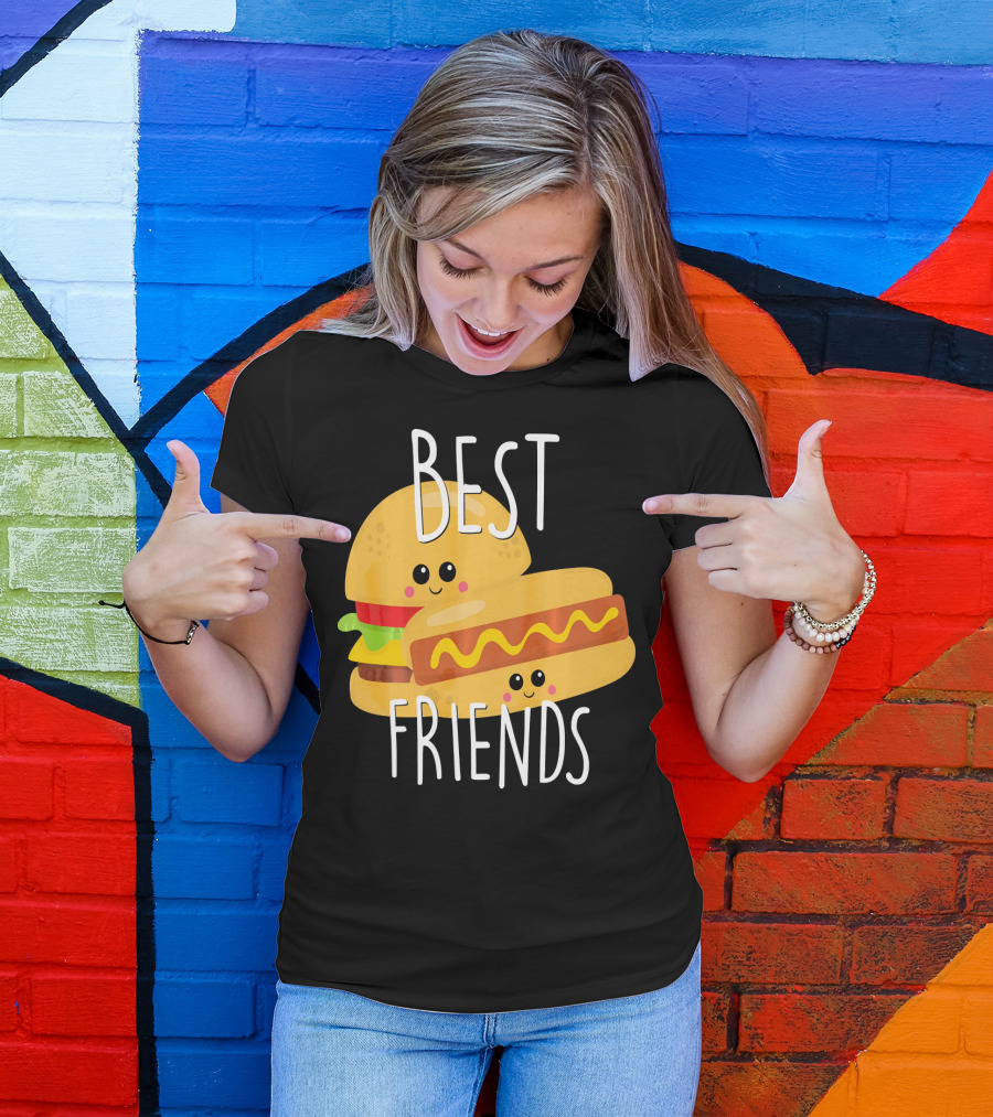 Best Friends Hot Dog And Burger Matching Duo T-Shirt