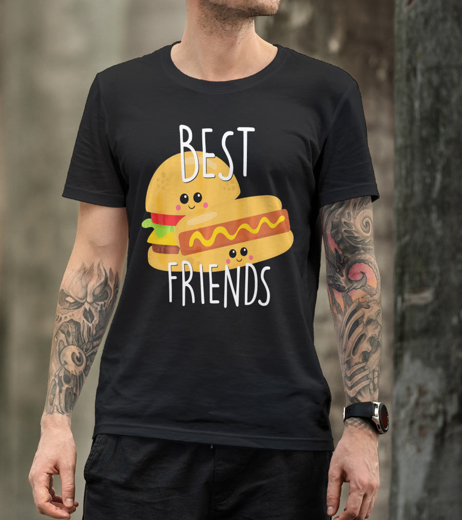Best Friends Hot Dog And Burger Matching Duo T-Shirt