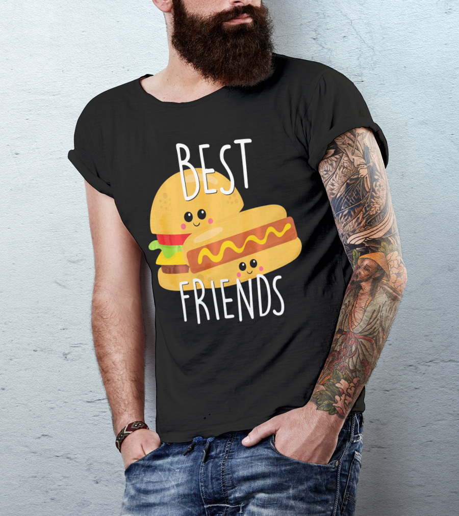 Best Friends Hot Dog And Burger Matching Duo T-Shirt