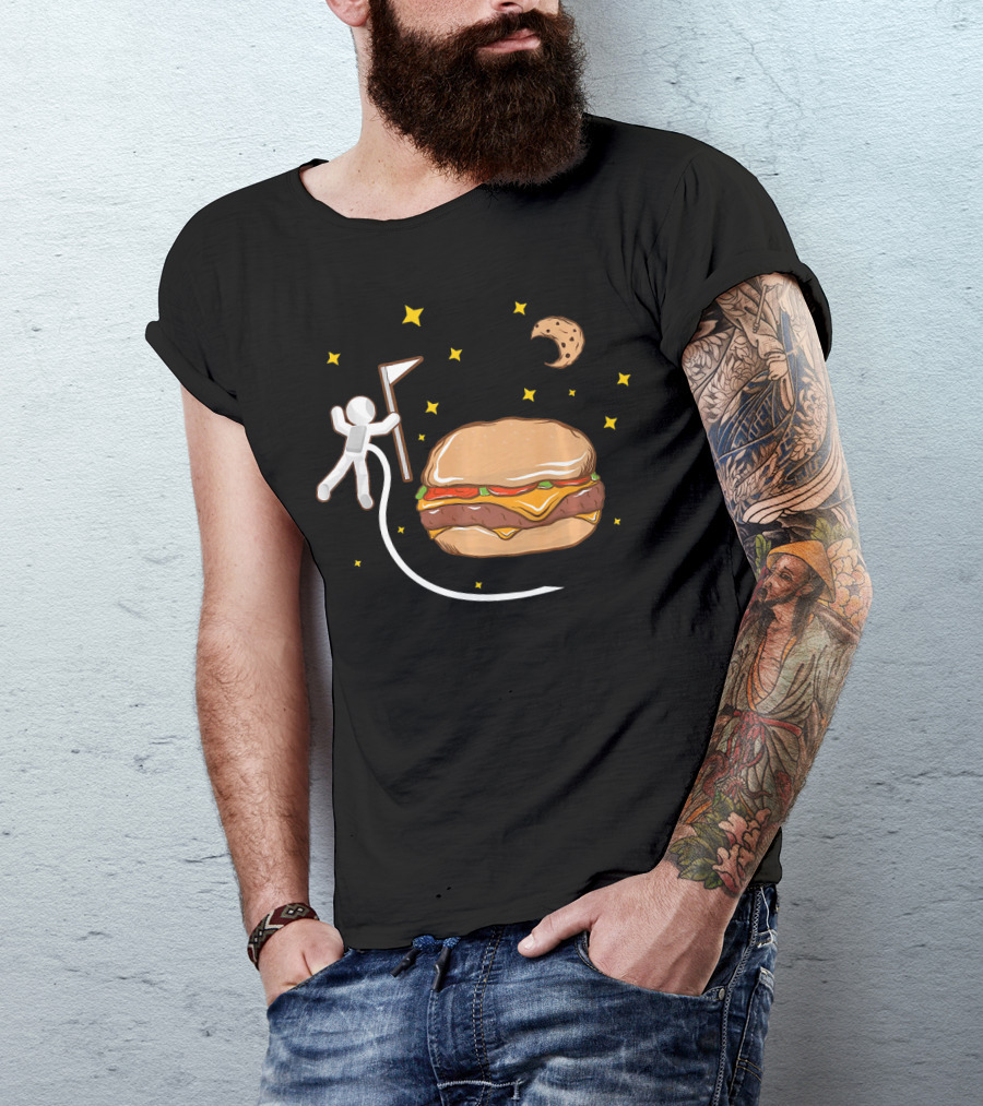Astronaut Spacewalk Cheeseburger Adventure Moon Cookie T-Shirt