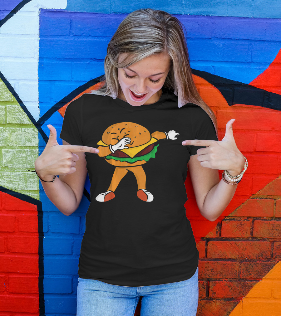 Dabbing Cheeseburger Character Dance T-Shirt