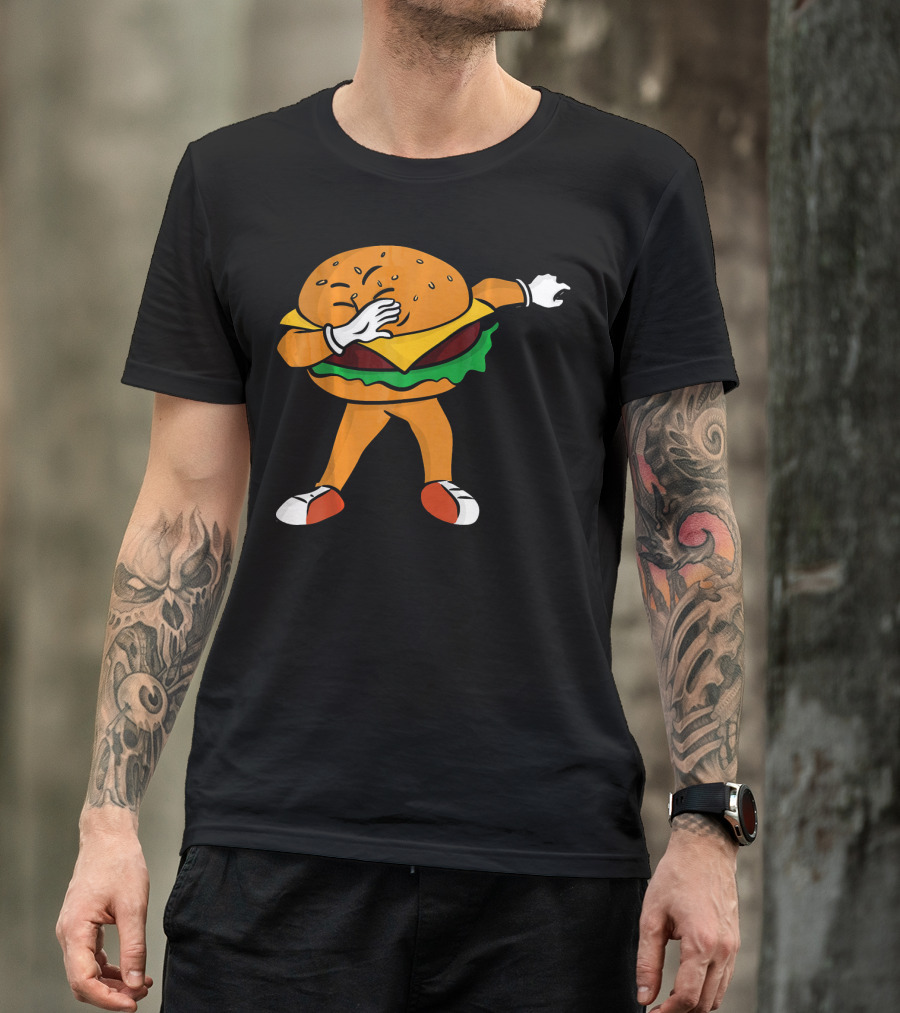 Dabbing Cheeseburger Character Dance T-Shirt