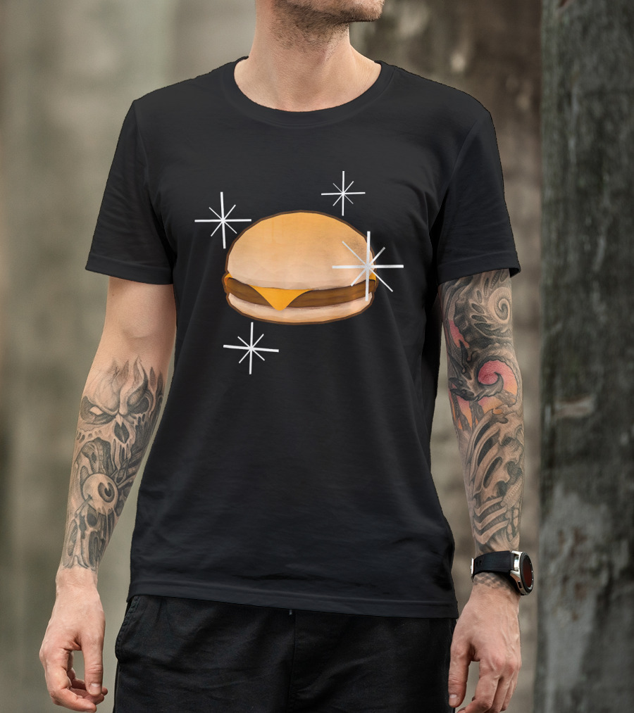 Random Cheese Burger With Stars T-Shirt