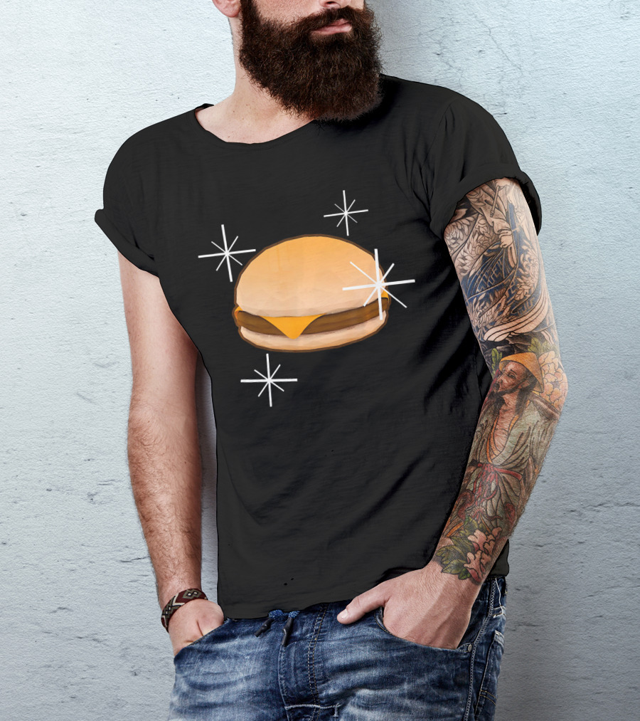 Random Cheese Burger With Stars T-Shirt