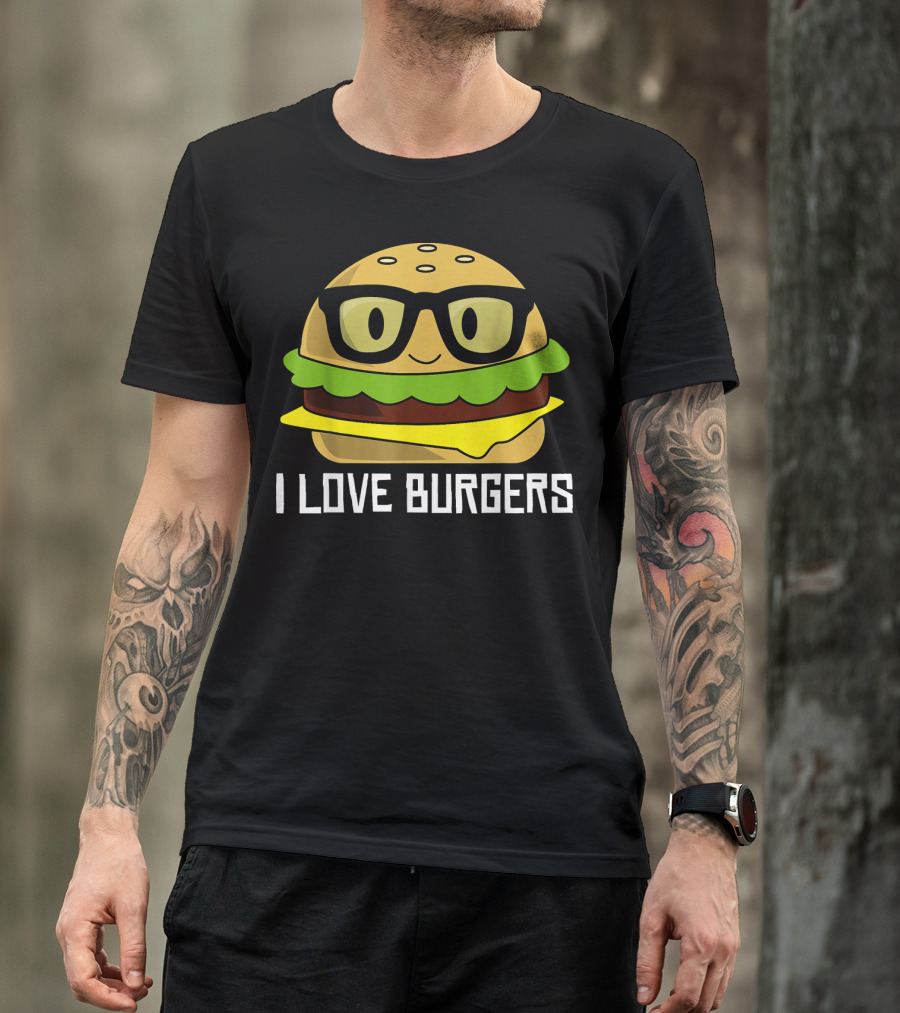 I Love Burgers Cheeseburger Glasses Cute Hamb T-Shirt