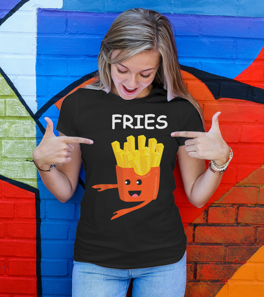 Funny Burger FRIES Matching Couples Vale Playful Cartoon T-Shirt