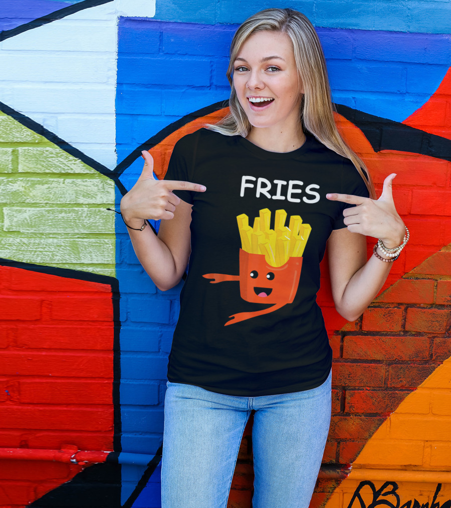 Funny Burger FRIES Matching Couples Vale Playful Cartoon T-Shirt