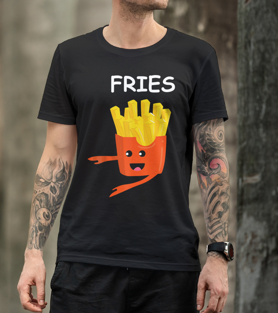 Funny Burger FRIES Matching Couples Vale Playful Cartoon T-Shirt