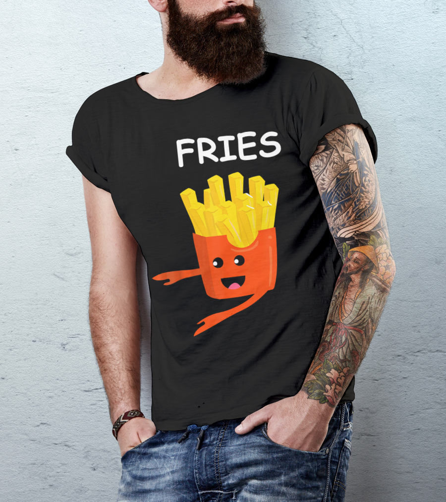 Funny Burger FRIES Matching Couples Vale Playful Cartoon T-Shirt