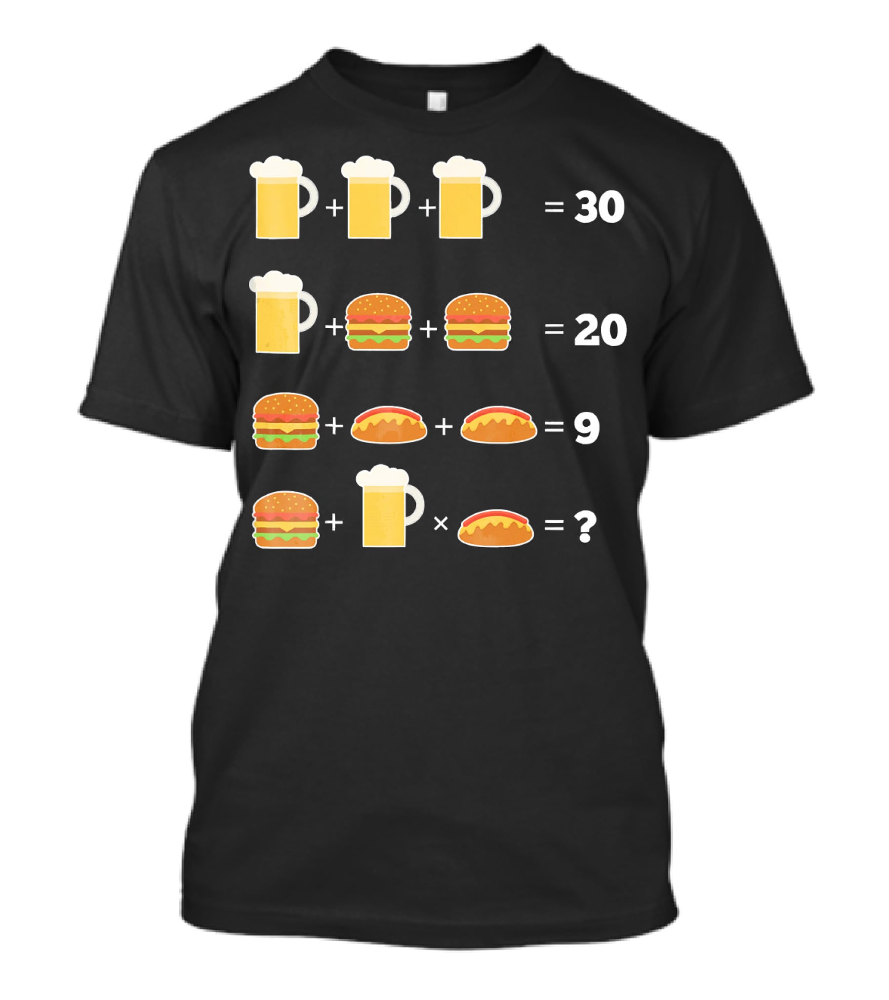 Beer And Hamburger Hot Dog Math Puzzle Equation T-Shirt
