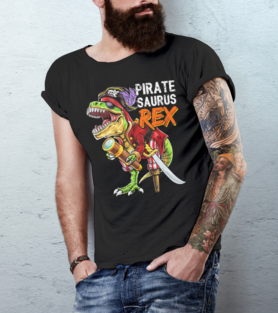 Pirate Saurus Rex Dinosaur Pirate Hat T-Shirt