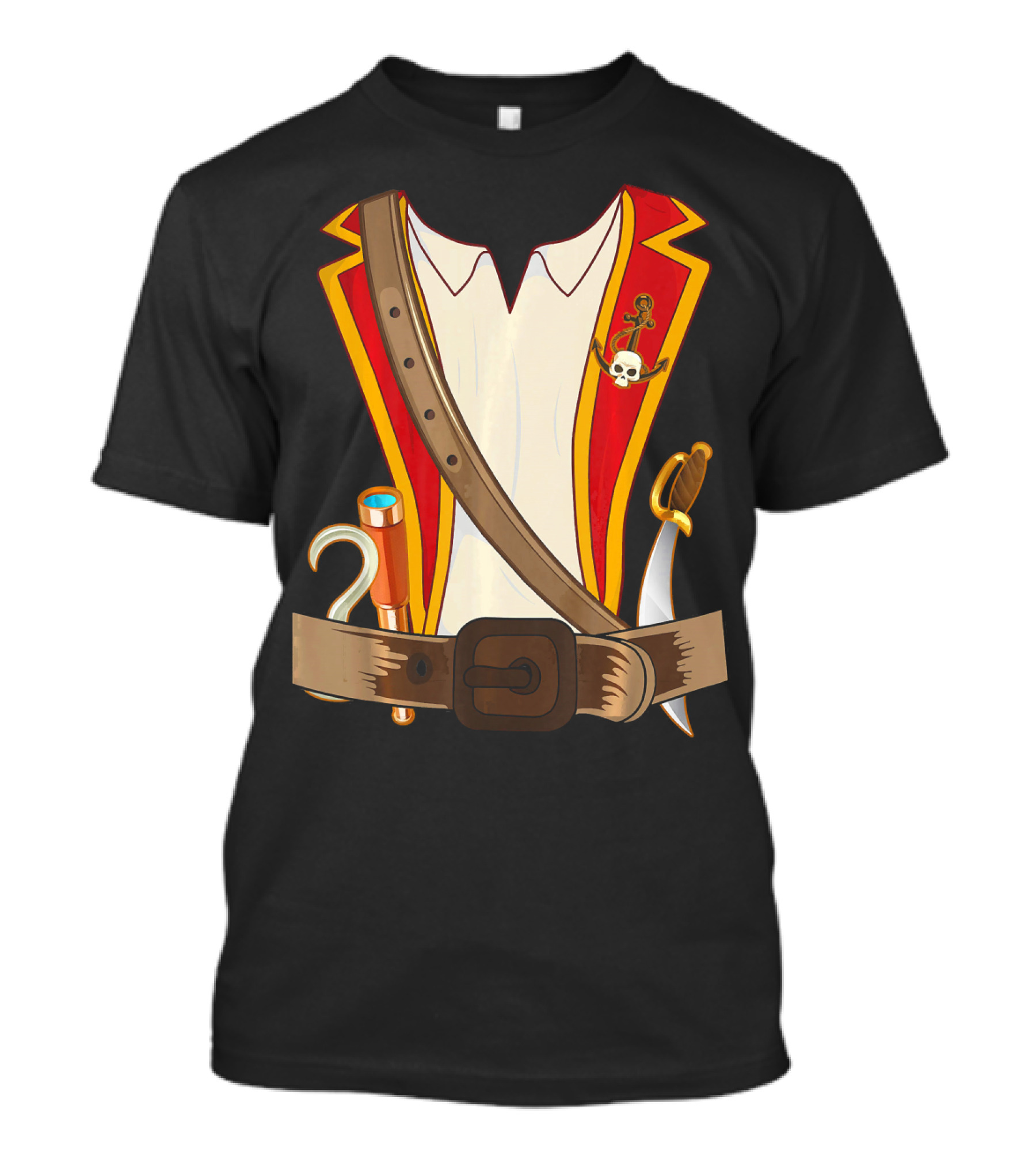 Funny Pirate Halloween Costume With Sword And Telescope T-Shirt