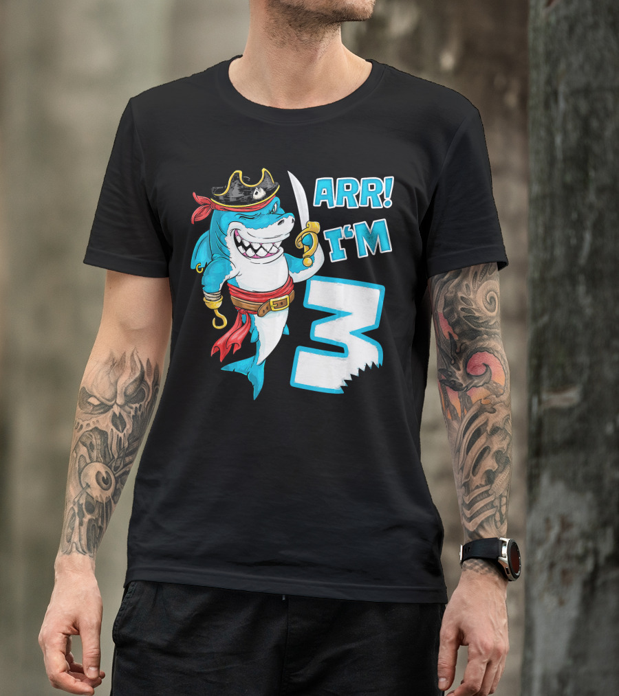 ARR I'm 3 Pirate Shark 3rd Birthday T-Shirt