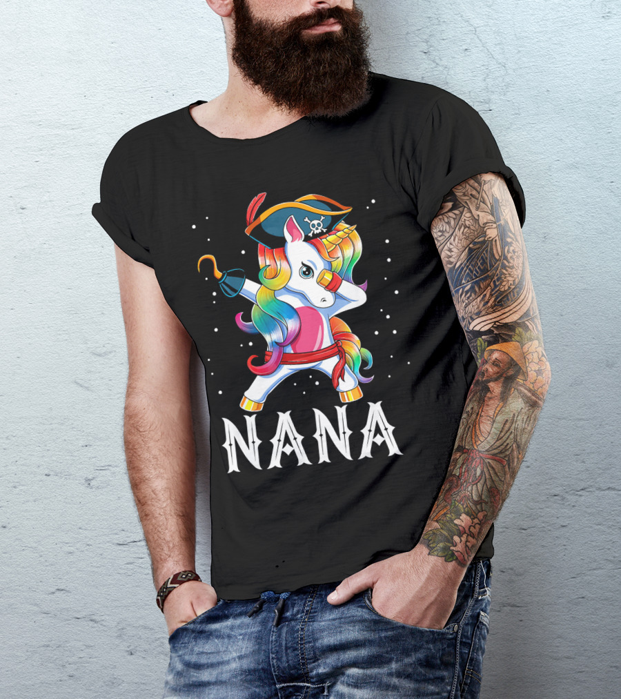 Funny Pirate Dabbing Unicorn Nana T-Shirt