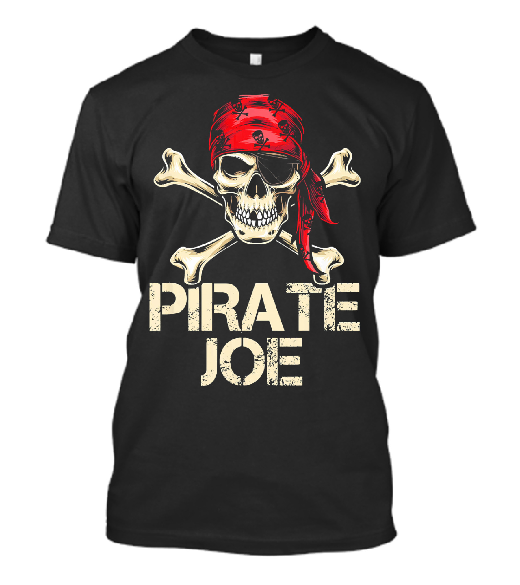 PIRATE JOE Skull And Crossbones Red Bandana T-Shirt