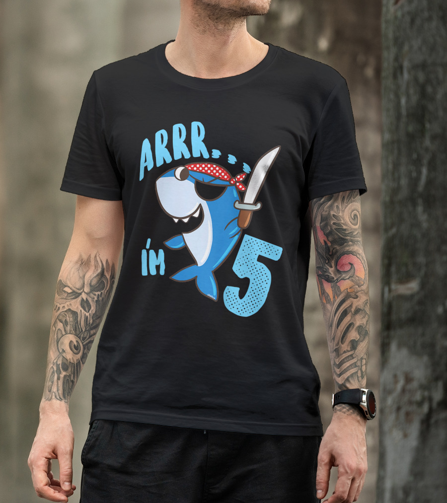ARRR I'm 5 Boys Shark Pirate Birthday Idea T-Shirt