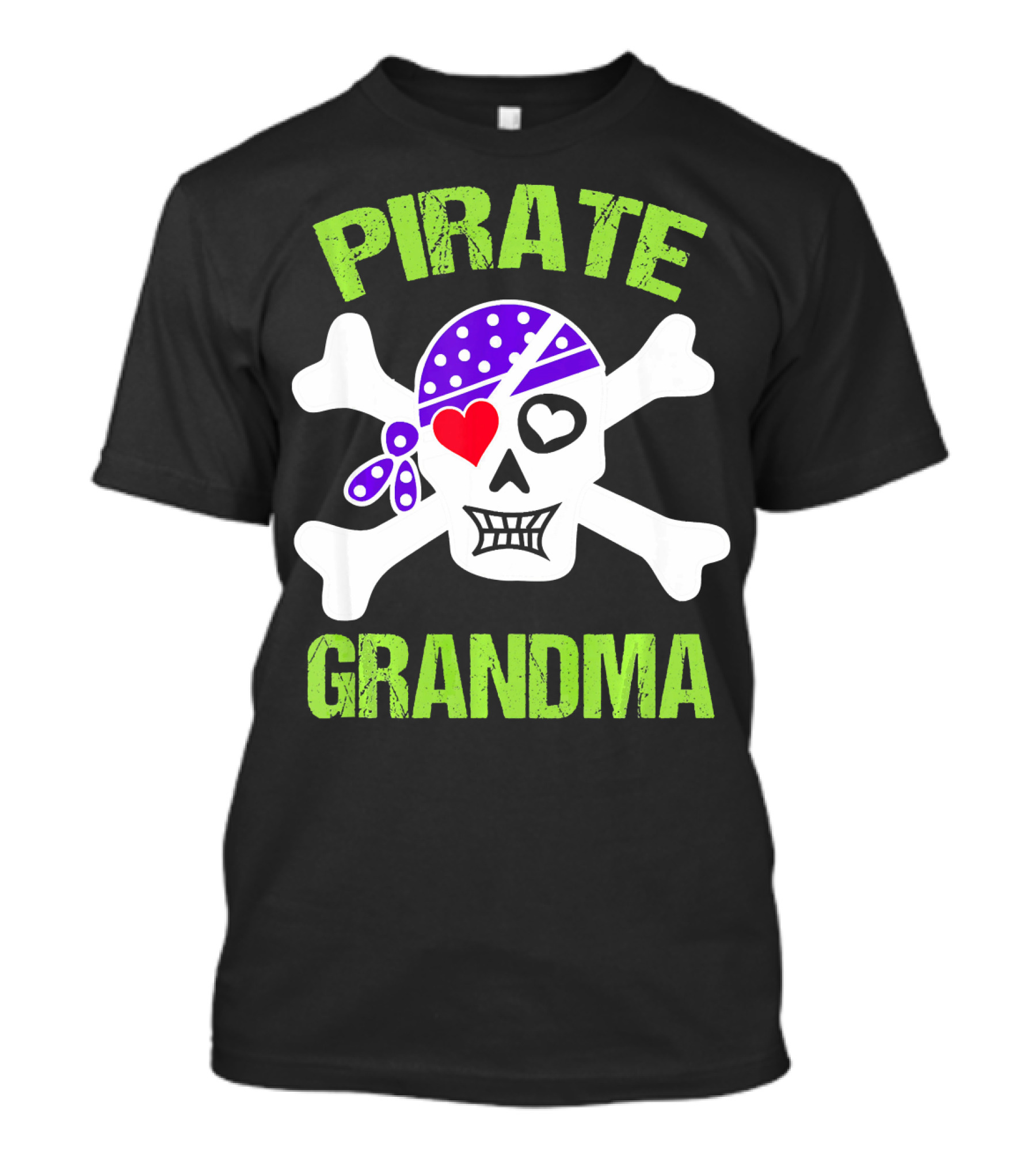 Pirate Grandma Skull With Bandana And Heart Eye T-Shirt