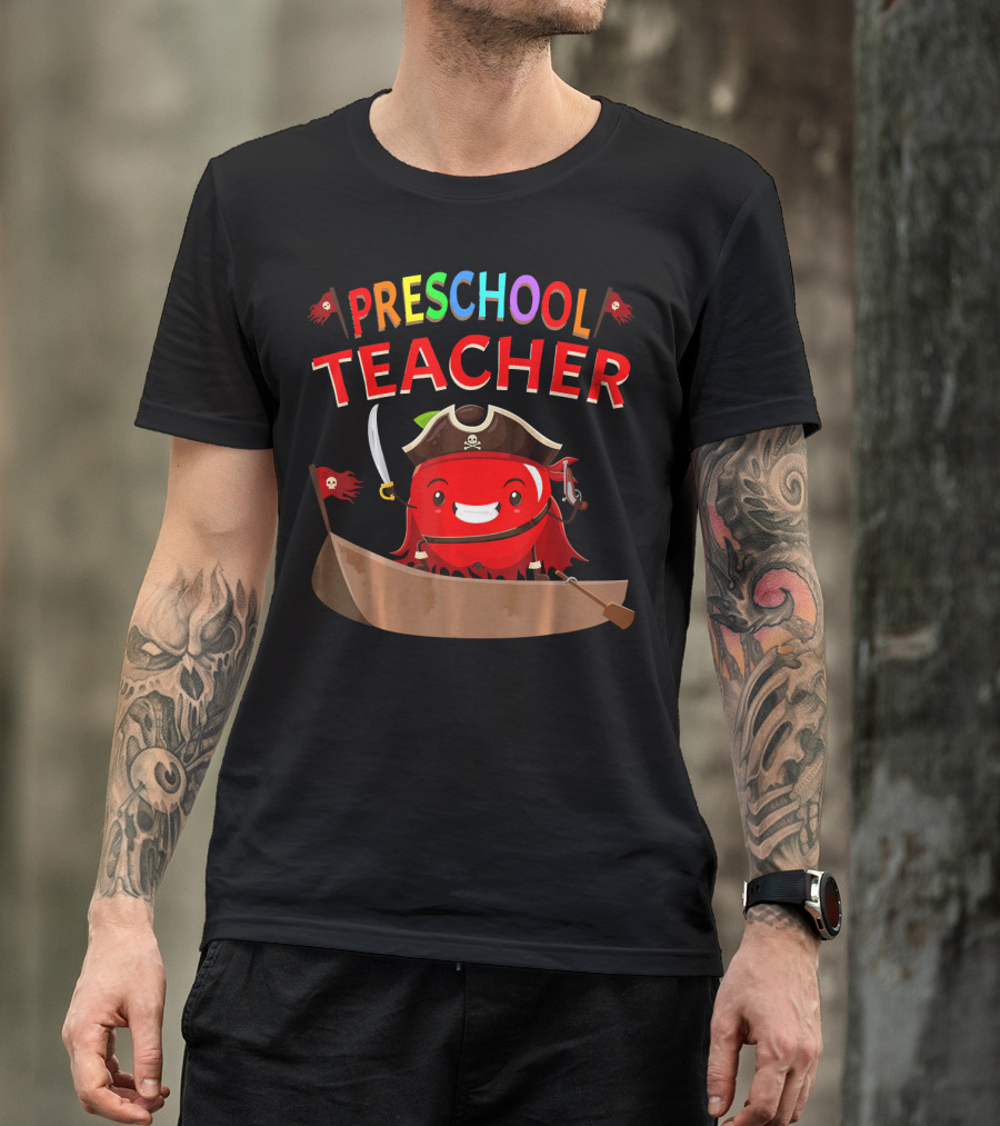 Preschool Teacher Pirate Apple Costume Halloween T-Shirt