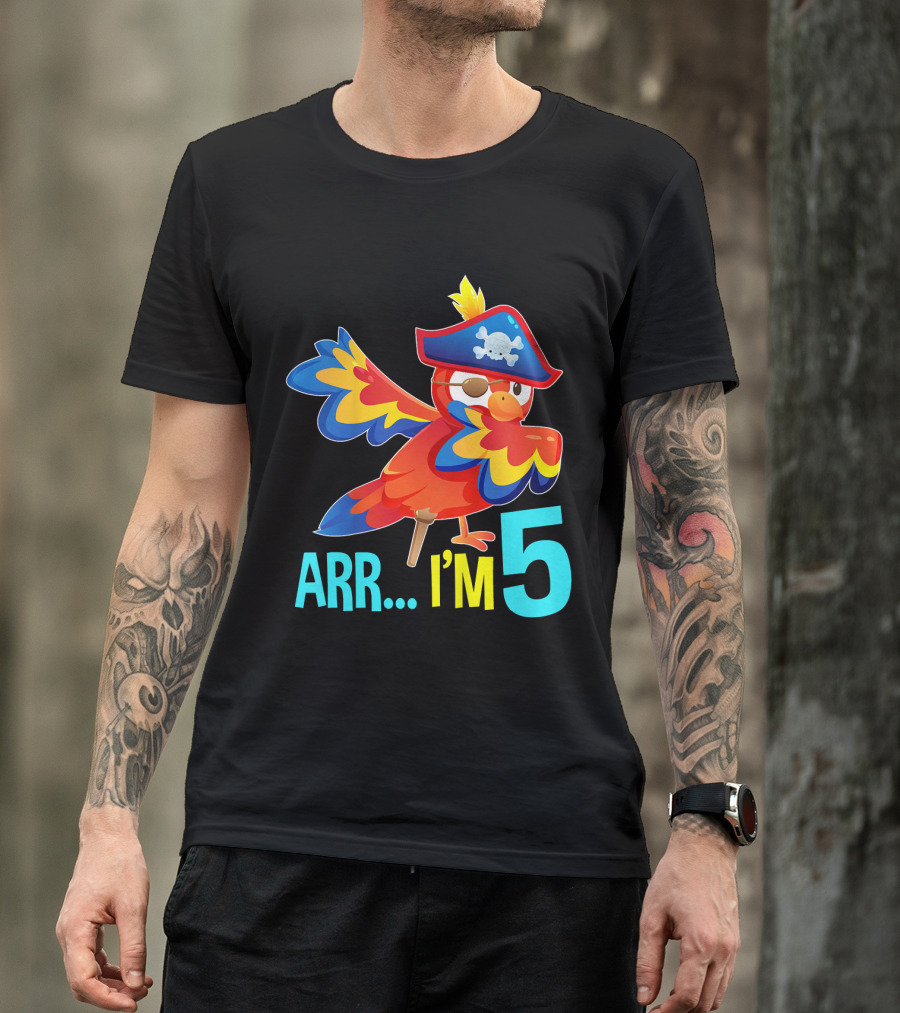 Arr I'm 5 Dabbing Parrot Pirate Kids T-Shirt