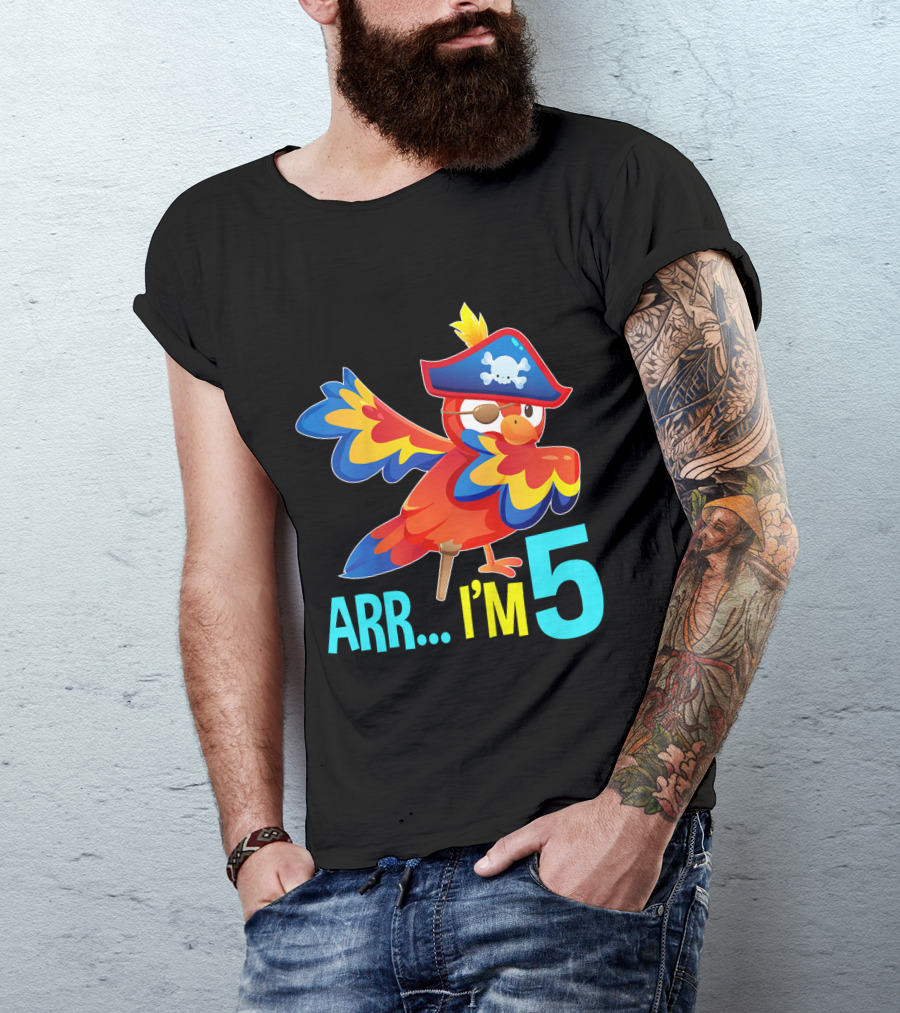 Arr I'm 5 Dabbing Parrot Pirate Kids T-Shirt