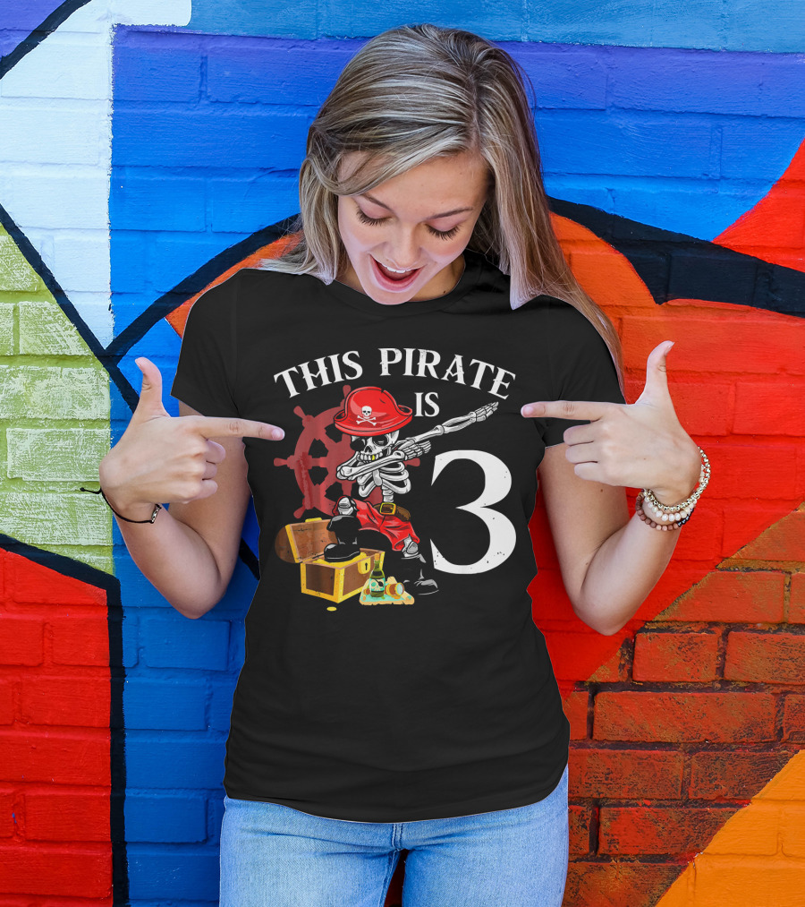This Pirate Is 3 Funny Dabbing Pirate Birthday T-Shirt