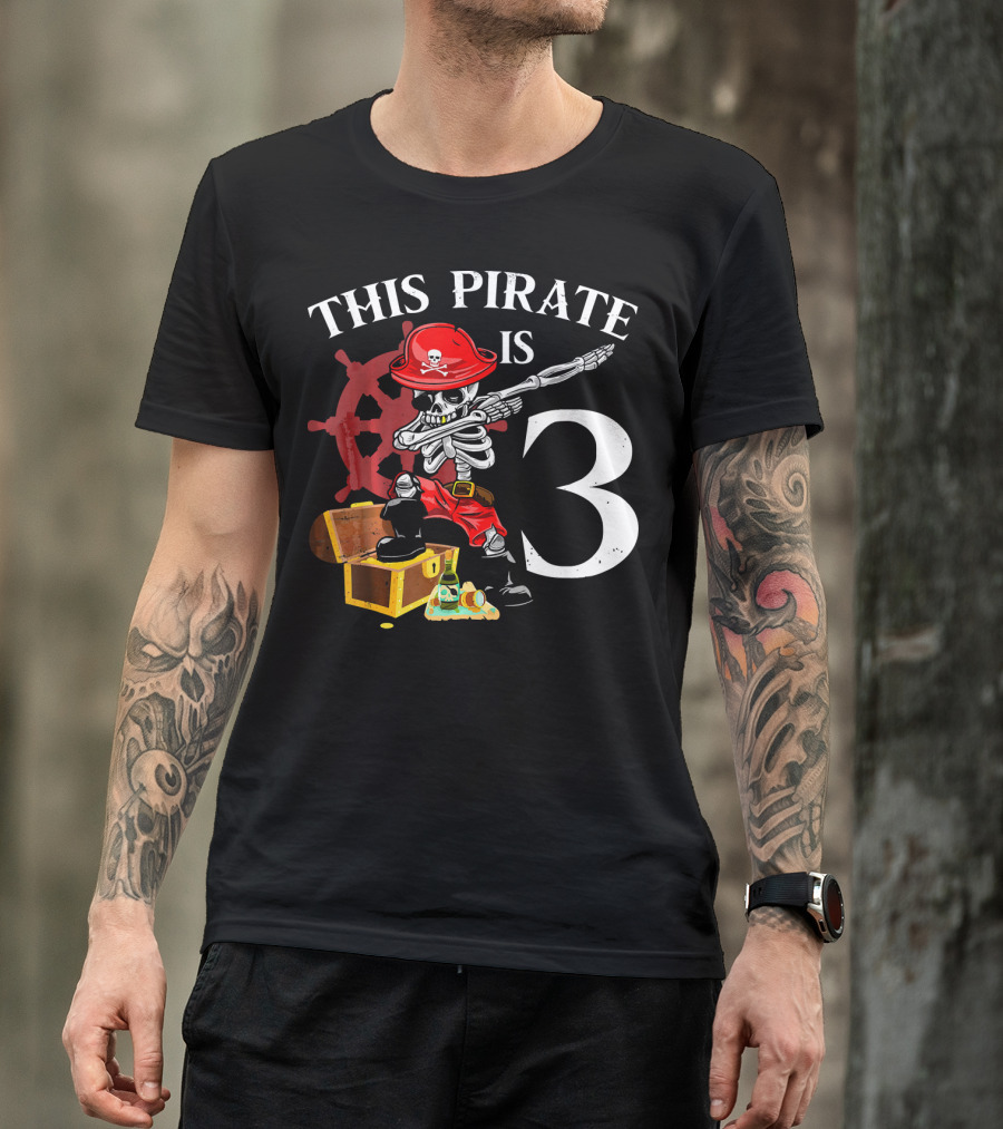 This Pirate Is 3 Funny Dabbing Pirate Birthday T-Shirt