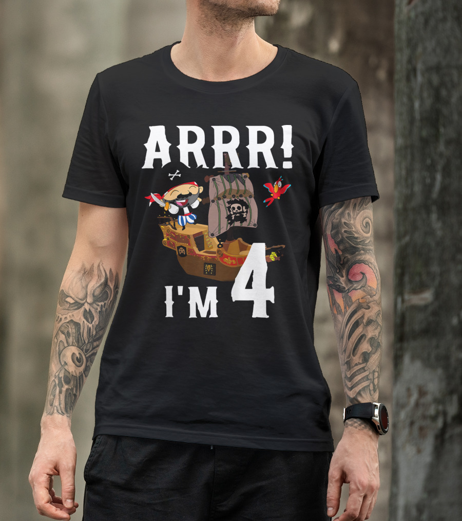 ARRR I'm 4 Pirate Birthday Kids T-Shirt