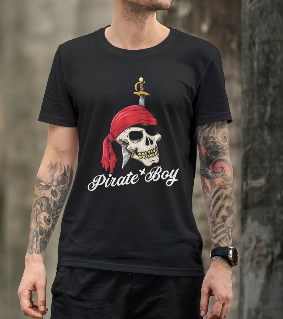 Pirate Boy Funny Jolly Roger Skull And Crossbone T-Shirt