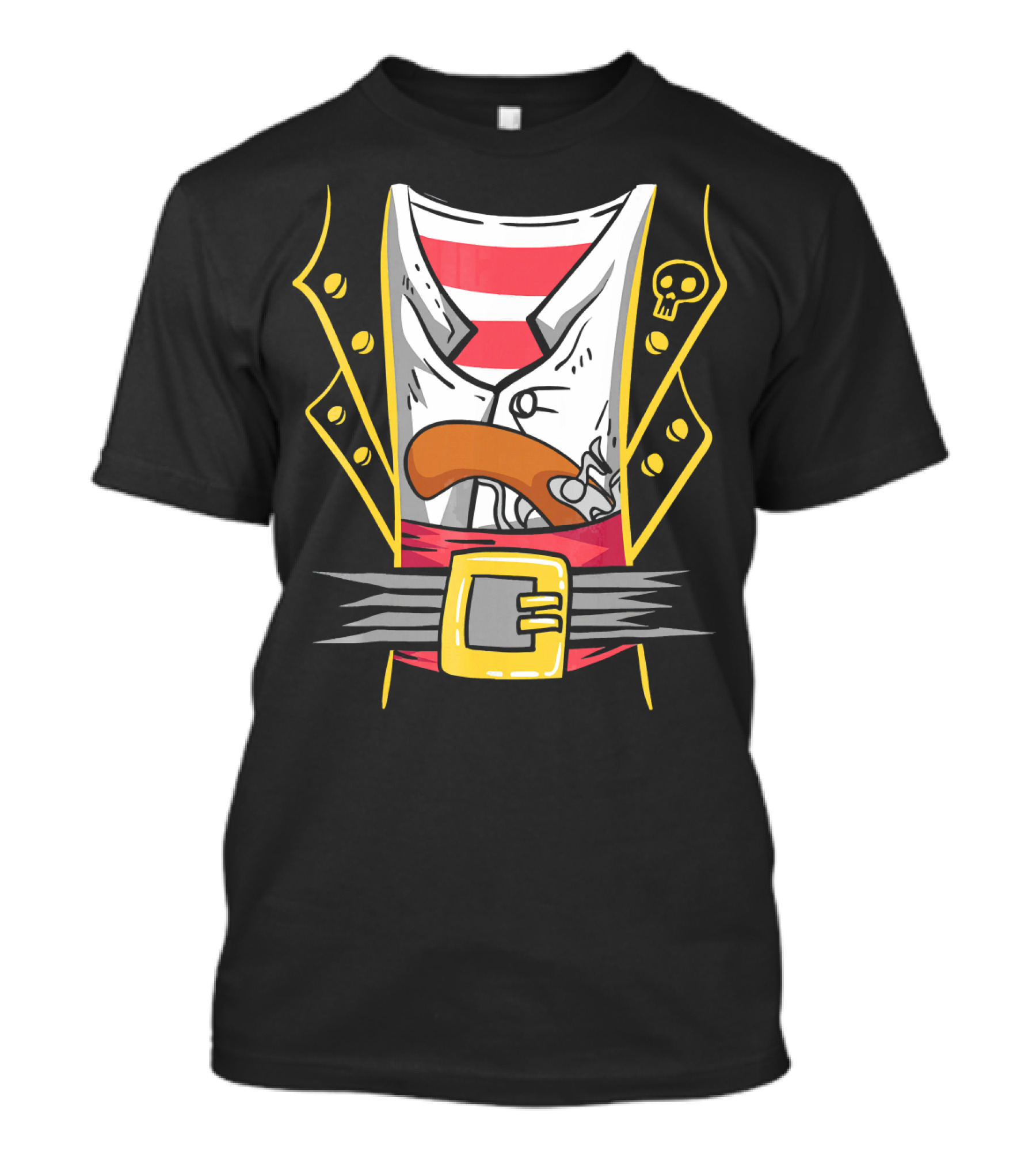 Halloween Pirate Skull Jacket Pistol Belt Costume T-Shirt