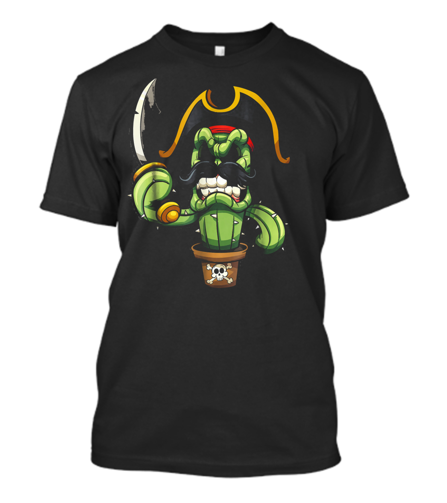 Pirate Cactus With Mustache And Sword T-Shirt