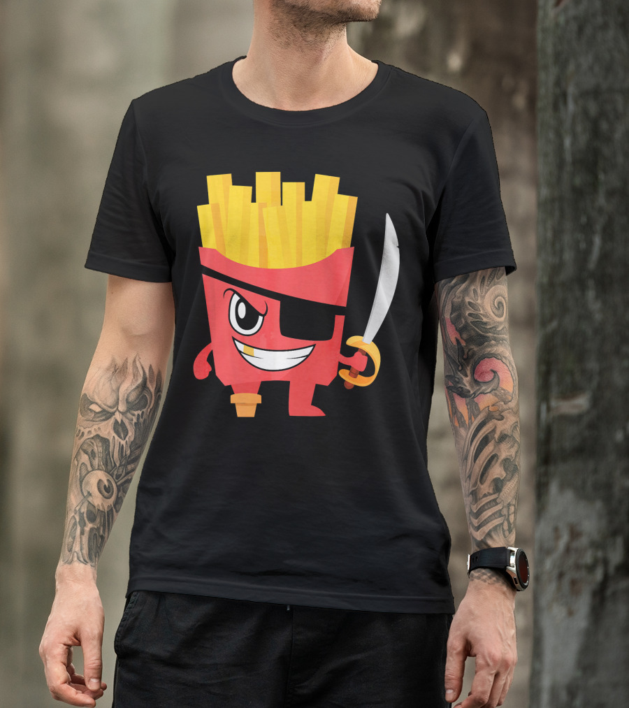 Pirate French Fry Box With Eyepatch And Sword T-Shirt