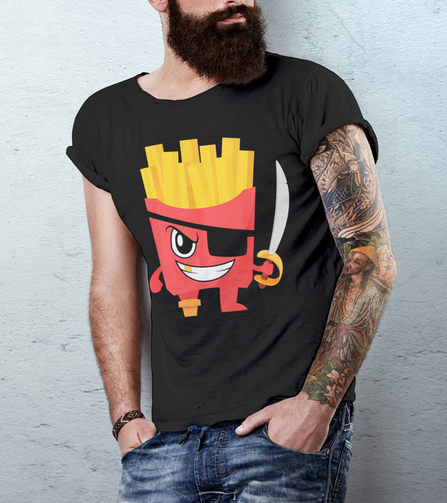 Pirate French Fry Box With Eyepatch And Sword T-Shirt