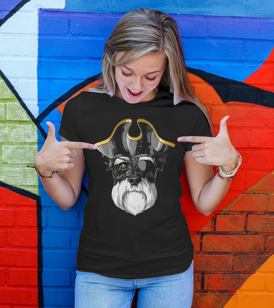 Pirate Schnauzer With Eyepatch And Pirate Hat T-Shirt