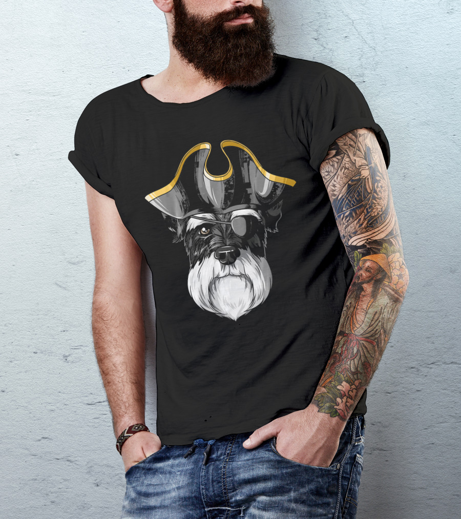 Pirate Schnauzer With Eyepatch And Pirate Hat T-Shirt
